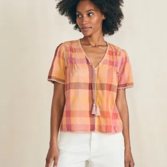 Faherty Tops - Faherty Margate Top In Sunset Desert Plaid Size Large